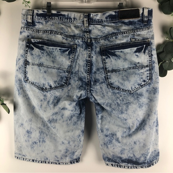 DECIBEL Pant Jean Short Men Metal Stub Belt Loop Acid Wash Distress Blue sz 40 - Picture 2 of 12